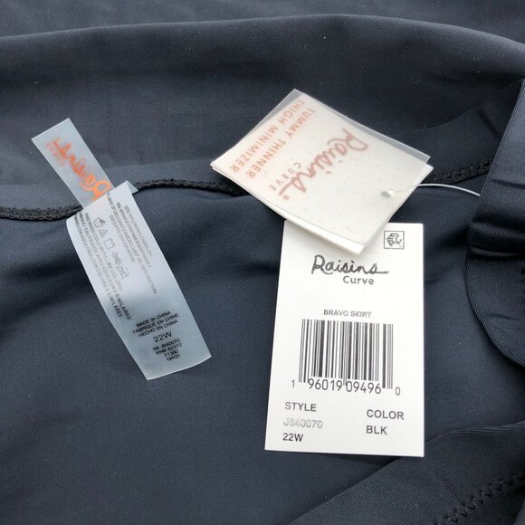 Raisins Curve Black Tummy Thinner Thigh Minimizer Swim Skirt Built in Brief 22W - Picture 5 of 6